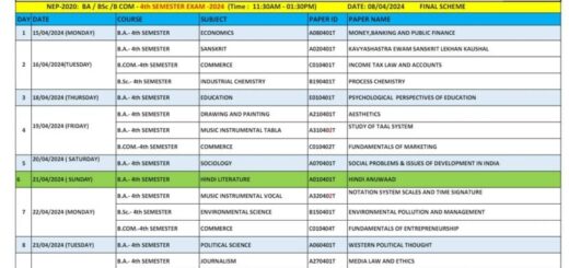 vbspu ba bsc bcom fourth semester exam time table 2023-24